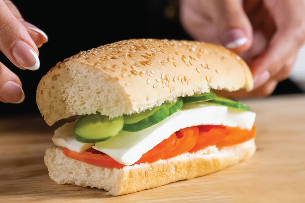 Halloumi cheese with cucumber and tomato sub