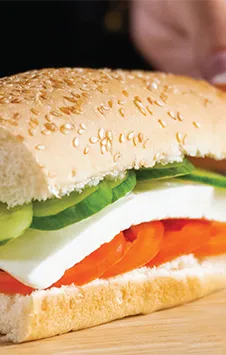 Recipe Halloumi cheese with cucumber and tomato sub