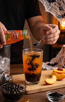 Recipe Spooky Peach Bubble Tea